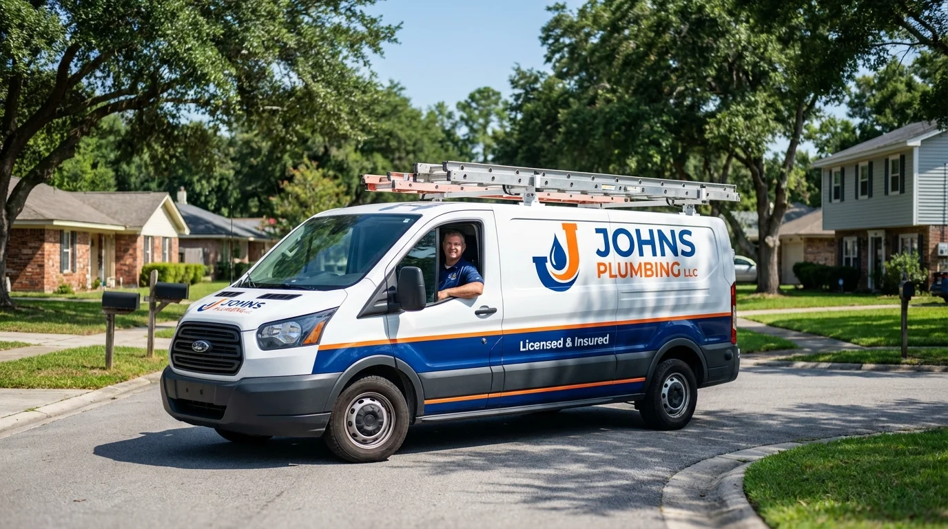 Johns Plumbing LLC service van in Cumberland Center, ME